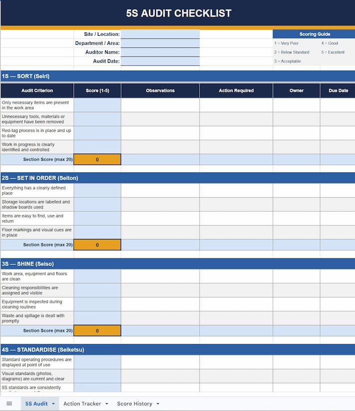 5S Audit Checklist preview