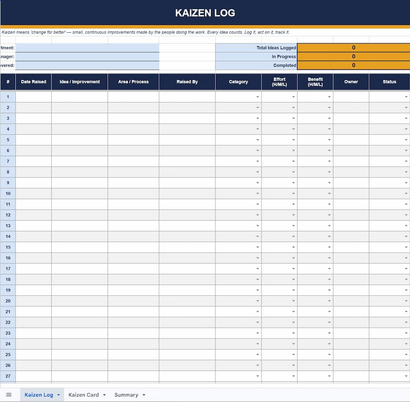 Kaizen Log preview