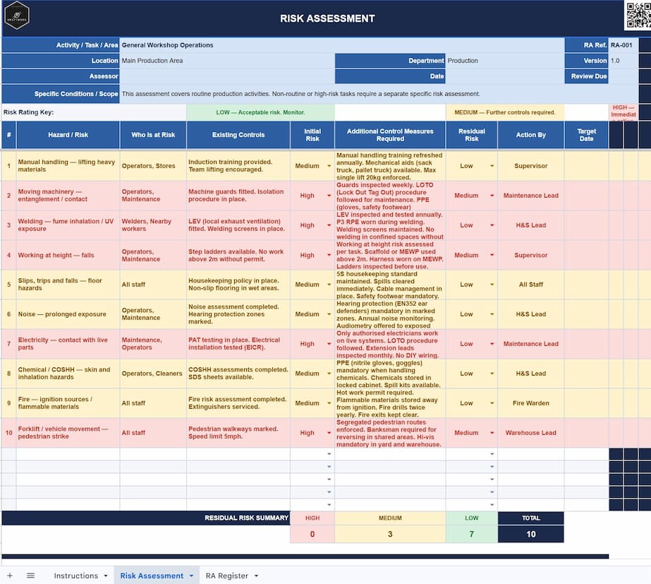 Risk Assessment Template preview