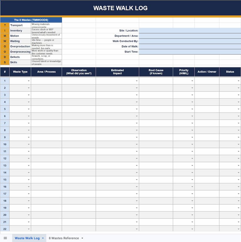 Waste Walk Log preview